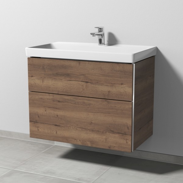 Sanipa 3way Waschtischunterbau zu Villeroy & Boch Avento Waschtisch mit 2 Auszügen, Eiche-Tabak