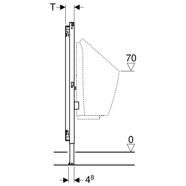 Geberit Duofix Urinal 112-130 cm für Aufputz-Druckspüler