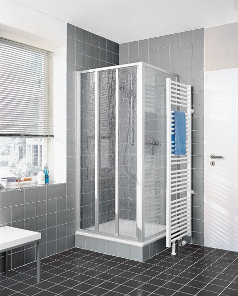 Kermi Gleittür Nova 2000 ST3 1000x1750, silber mattglanz, Kunstglas Kerolan Fontana