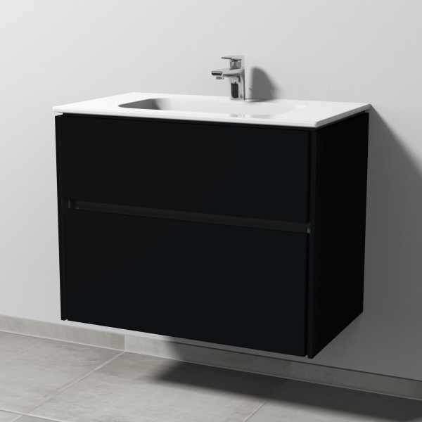 Sanipa Twiga Keramik-Set Design mit 2 Auszügen, Schwarz-Matt, SL24008