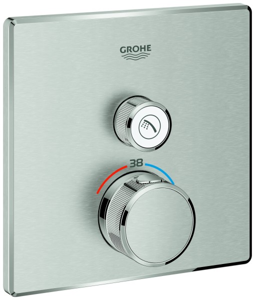 GROHE Thermostat Grohtherm SmartControl 29123 eckig FMS 1 ASV supersteel, 29123DC0