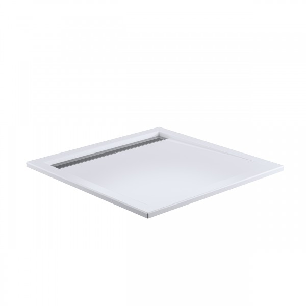 HSK Acryl Duschwannen, super-flach Quadrat 90 x 90 cm weiss, Ablaufrinne weiss, 5325090-04-44