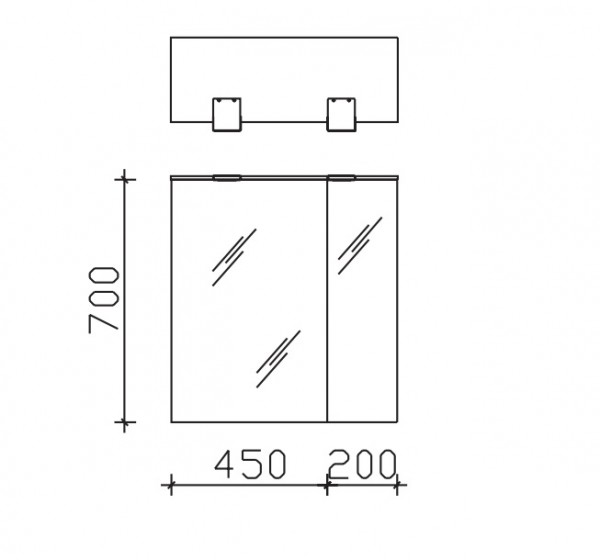 Pelipal Serie 6025 Spiegelschrank 6025-SPS01-LA, B:650, H:713, T:170mm