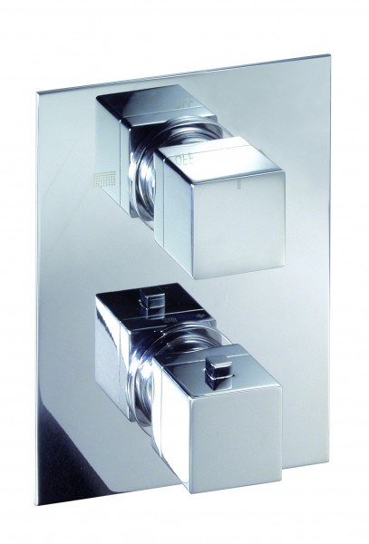 KAJA-Aquadrat Thermostat Fertigmontage- Bausatz f.Einbaukörper m .Absperrung, chrom