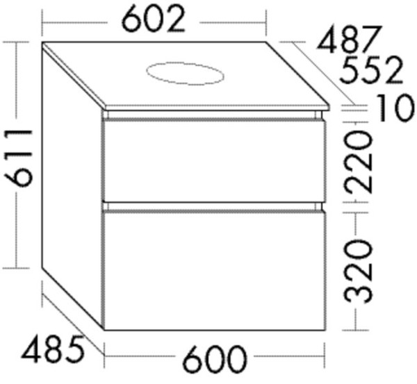 Burgbad Waschtischunterschrank Lin20 Acryl/Lack Matt 611x602x552 Anthrazit Matt, WXOD060F5382