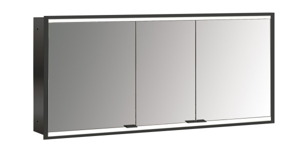 emco LED-Lichtspiegelschrank prime 2 Facelift schwarz Unterputz, 1400 mm, 3-türig, IP 20 Rückwand ve