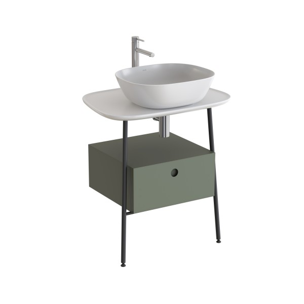 VitrA Plural Waschtischunterbau mit 1 Vollauszug und Konsolenplatte 68 x 49 x Weiß Hochglanz,80472