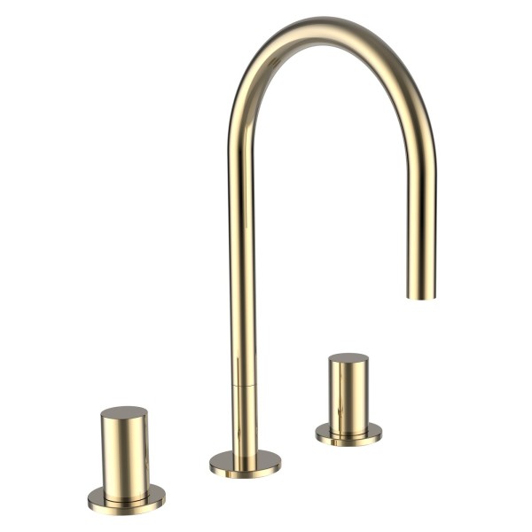 LAUFEN 3-Loch Waschtischmischer Kartell LAUFEN Schwenkauslauf Ausladung 166 mm ohne Ablaufventil PVD