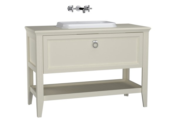VitrA Valarte Set 118 cm Einbauwaschtisch + Waschtischunterschrank 1 Vollauszug Elfenbein Matt,62203