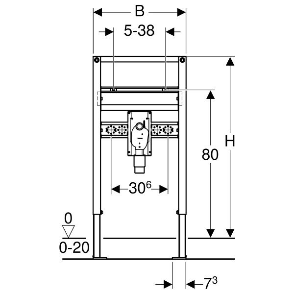 Geberit Duofix Waschtisch 98/82 cm mit Unterputz-Geruchsverschluss Barrierefrei