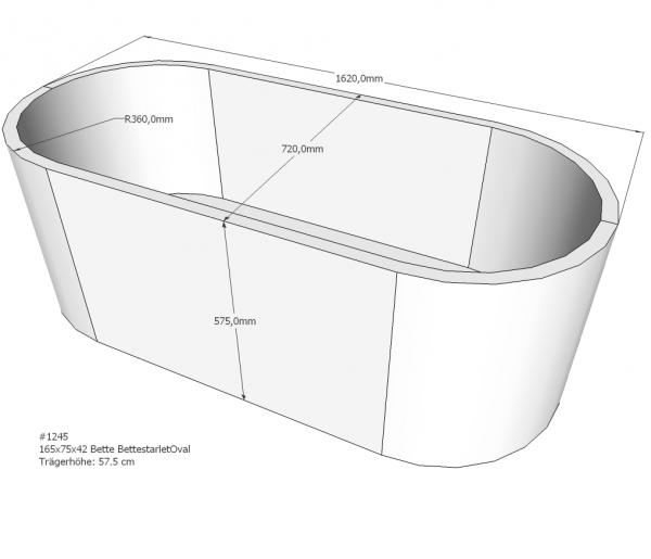 Neuesbad Wannenträger für Bette Starlet 165x75 oval