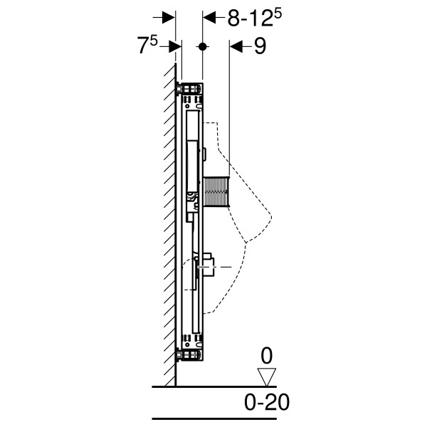 Geberit Kombifix Urinal für verdeckte Urinalsteuerung (VS) 112-130cm