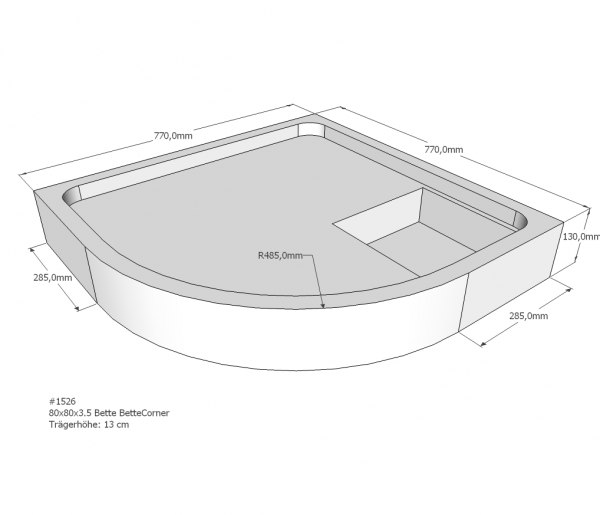 Neuesbad Wannenträger für Bette Corner 80x80x3,5 Viertelkreis