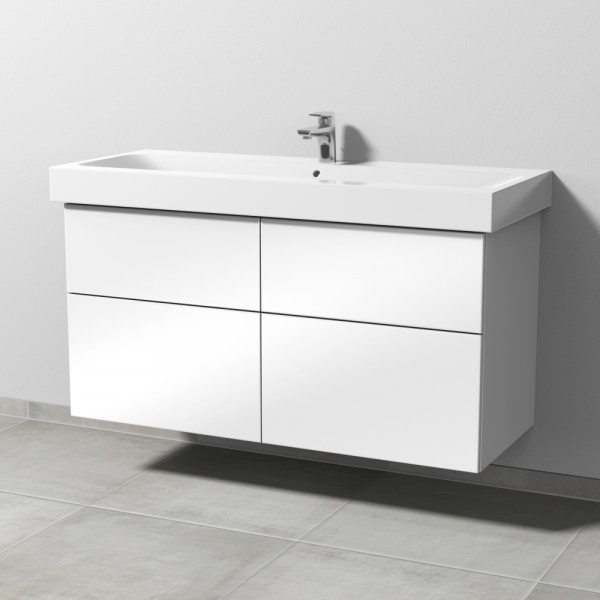 Sanipa 3way Waschtischunterbau zu Geberit iCon Waschtisch mit 4 Auszügen, Weiß-Glanz