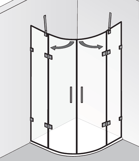 HSK Atelier Plan Pur AP.243 Runddusche 4-teilig, 2 Drehtüren