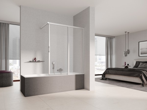 Kermi Gleittür LIGA H2R 1000x1500 BV: 975-1000, silber mattglanz ESG klar mit KermiClean