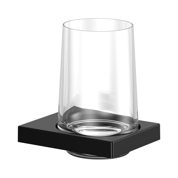 KEUCO Edition 11 Black Selection Glashalter, schwarz matt, mit Echtkristallglas, 11150379000