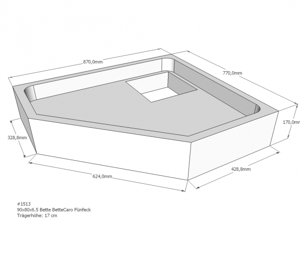 Neuesbad Wannenträger für Bette Caro 90x80x6,5 Fünfeck