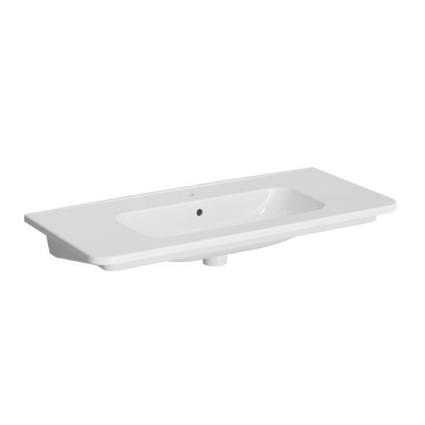 VitrA New S20 Round Möbelwaschtisch mit Hahnloch mittig 100 x 46 x 17 Weiß Hochglanz,7682B003-0001