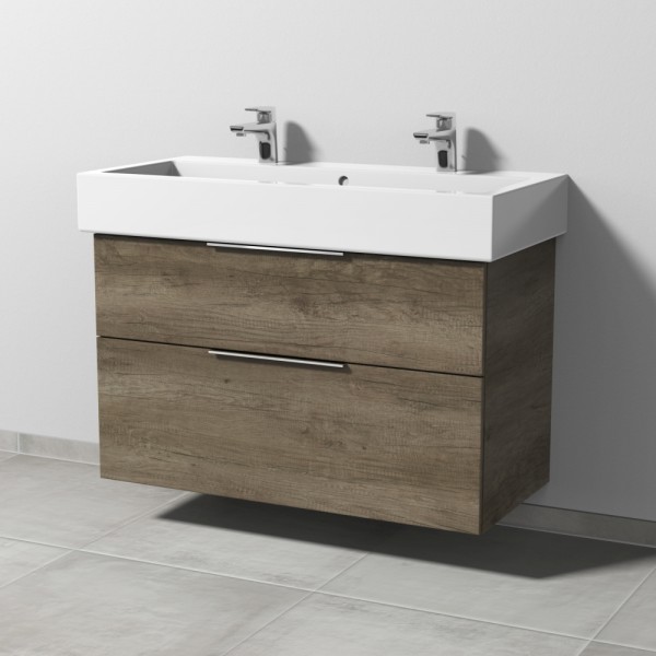 Sanipa 3way Waschtischunterbau zu Duravit Vero Waschtisch mit 2 Auszügen, Eiche-Nebraska