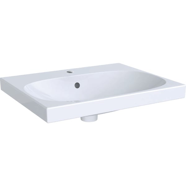 Geberit Acanto Waschtisch, 600x480mm mit Hahnloch, m. Überlauf, weiss, KeraTect, 500620018