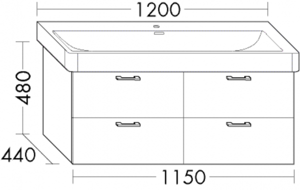 Burgbad Waschtischunterschrank Sys30 PG2 Echo 480x1150x440 Eiche Dekor Merino, WURK115F2752