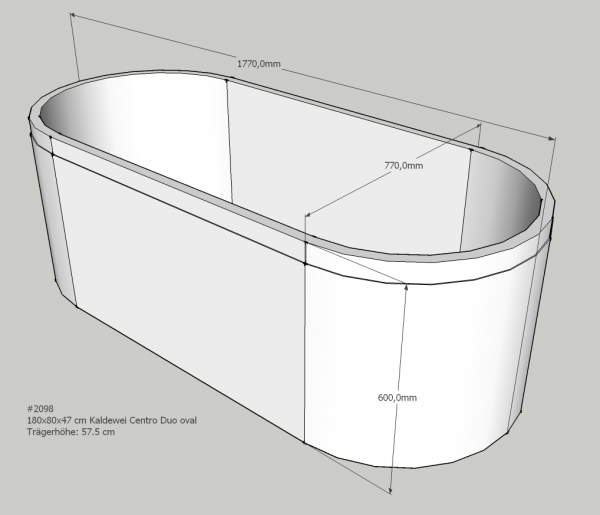 Neuesbad Wannenträger für Kaldewei Centro Duo oval Nr.128 180x80 oval