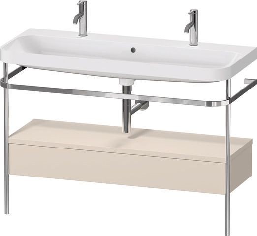 Duravit Happy D.2 Plus c-shaped Set mit Metallkonsole und Schubkasten Taupe Supermatt 1175x490x850 m