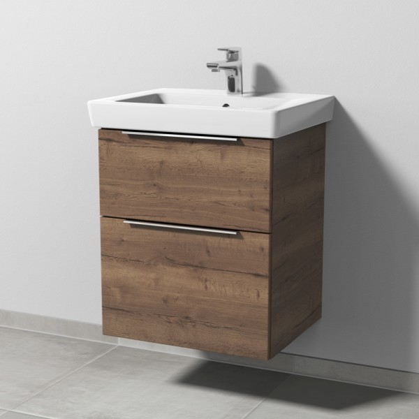Sanipa 3way Waschtischunterbau zu Villeroy & Boch Subway 2.0 Waschtisch mit 2 Auszügen, Eiche-Tabak