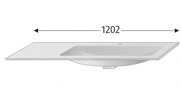 Sanipa Mineralguss-Waschtisch Yubel, Becken rechts, B:1202, T:466, H:18mm, MG28564