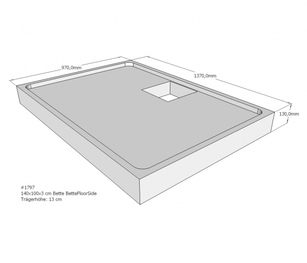Neuesbad Wannenträger für Bette Floor Side 1400x1000