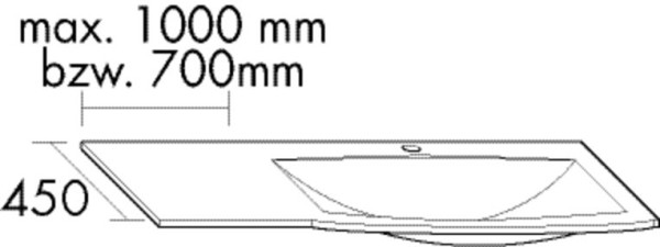 Burgbad Verlängerung linksseitig zu Mineralguss Waschtisch alpinweiss, H:16, T:450mm