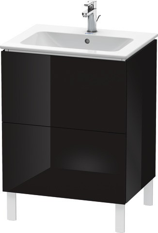 Duravit L-Cube Waschtischunterbau bodenstehend Schwarz Hochglanz 620x481x704 mm - LC662504040