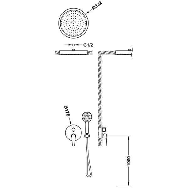 Tres Bausatz 2 Wege Unterputz Einhebelmischer Rapid box für die Dusche , 20438005