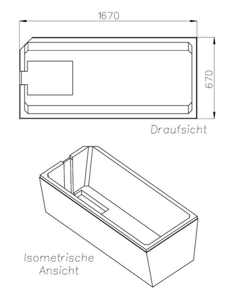 Neuesbad Wannenträger für Bette Profi-Form 170x70 Fußende re