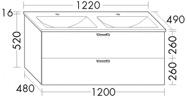 Burgbad Mineralguss Waschtisch-Set Sys30 PG1 Aqua Marone Dekor Trüffel/Alpinweiss, SFGN122F1718C000