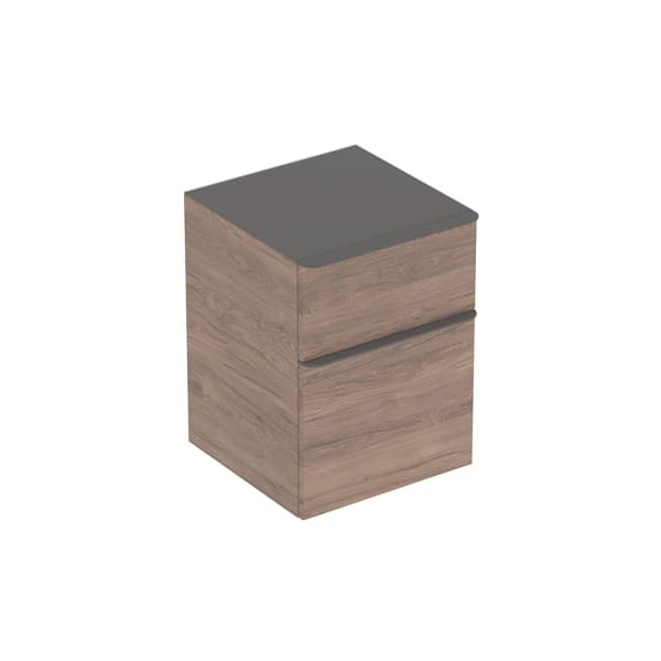 Geberit Smyle Square Seitenschrank mit 2 Schubladen, 45x60x47cm, Nussbaum, 500357JR1