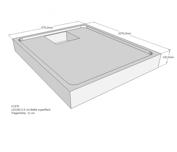 Neuesbad Wannenträger für Bette superflach 110x90x3,5