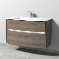 Sanipa TwigaGlas Sanipa TwigaGlas Waschtischunterbau mit Glas-Waschtisch, LED-Beleuchtung, Pinie-Grau, SY23414
