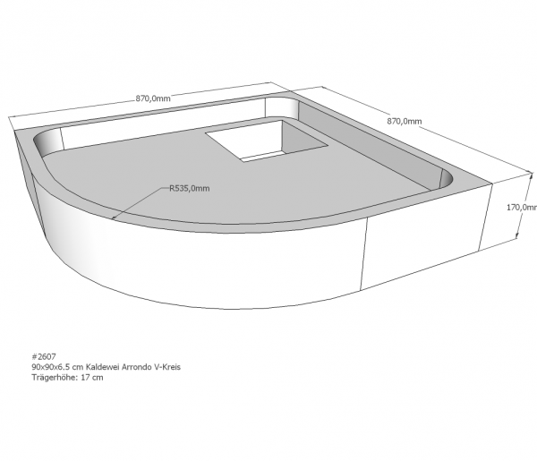 Neuesbad Wannenträger für Kaldewei Arrondo 90x90x6,5 Viertelkreis