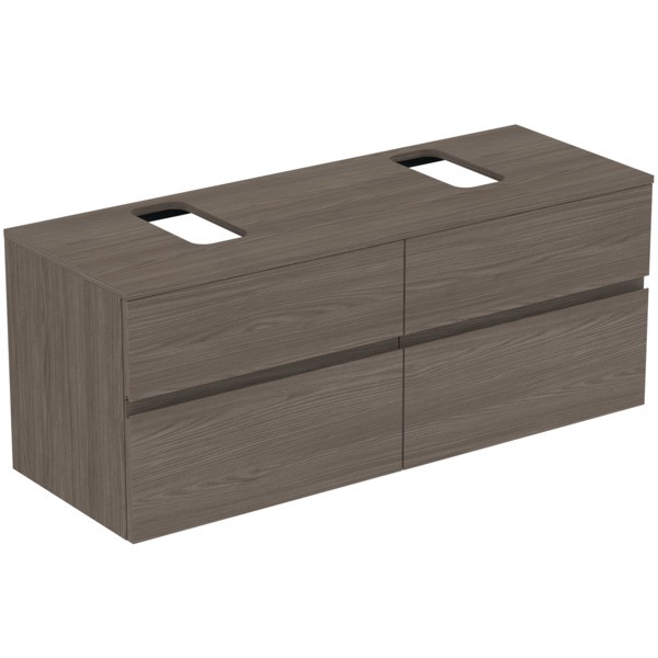 Ideal Standard Waschtischunterschrank Finesse Ausschnitt r/l 1402x505x558mm 4 Auszüge Ulme dunkel, E