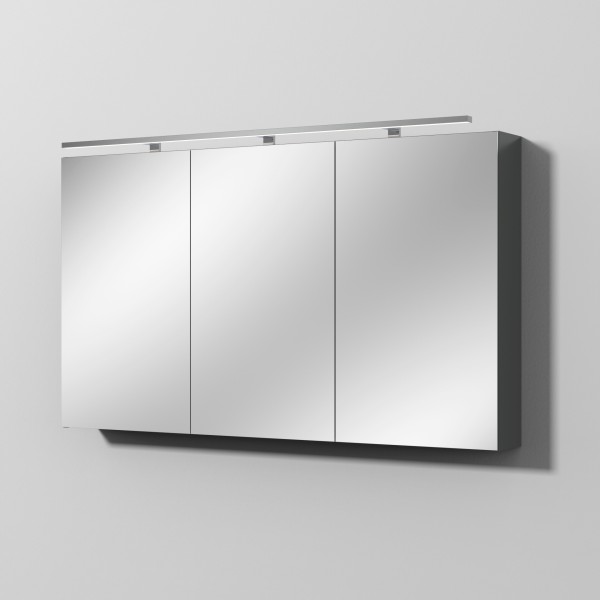 Sanipa Reflection Spiegelschrank MILLA 130 mit LED-Aufsatzleuchte, Anthrazit-Glanz, SD14779