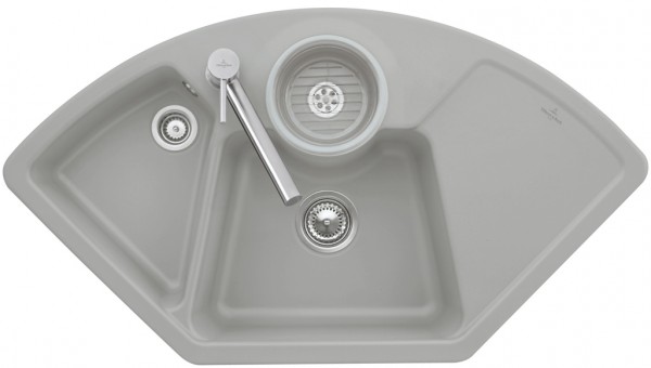 Villeroy & Boch Eckspüle Solo Eck 1075x600mm Exc-Garn. aus Keramik Almond cplus, 670802AM