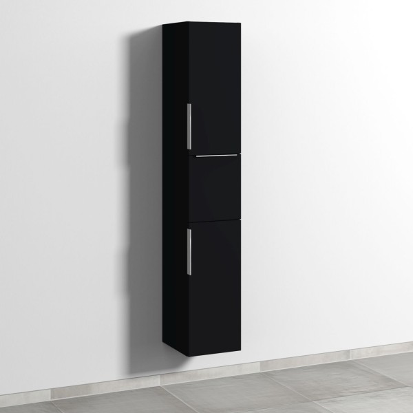 Sanipa 3way Hochschrank mit 2 Türen und 1 Auszug, Schwarz-Matt