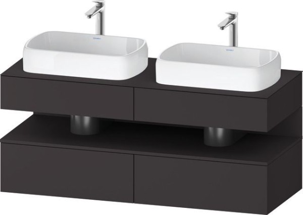 Duravit Qatego Konsolenwaschtischunterbau wandhängend Graphit Supermatt 1400x550x600 mm - QA47670808