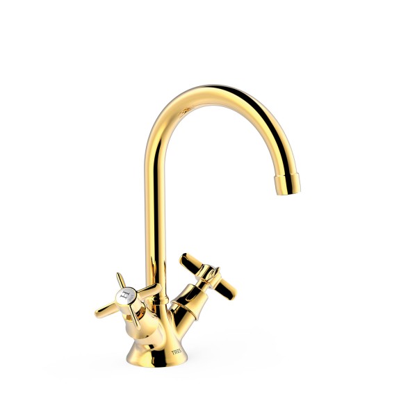 Tres 2 Griff Waschtischarmatur Mit Griff G3/8" flexible Anschlussschläuche, 24210901OR