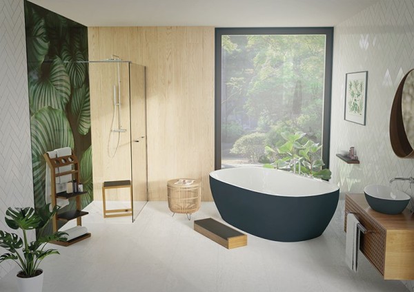 Hoesch Badewanne iSensi Oval 1900x900 Monolith Befüllung Weiß, BiColor Weiß-Grau, 3894.112