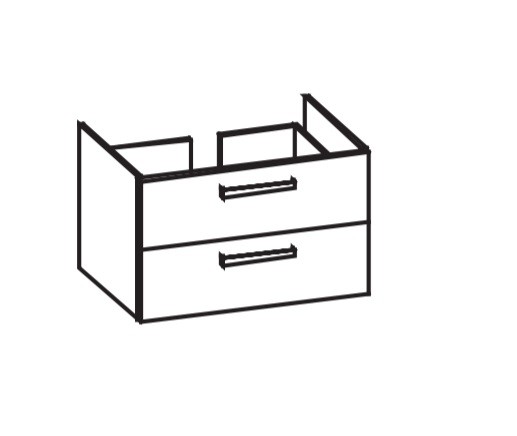 Artiqua 411 Waschtischunterschrank für P3 Comforts 233285 Eiche Weiß quer NB, 411-WU2L-D59-7186-440