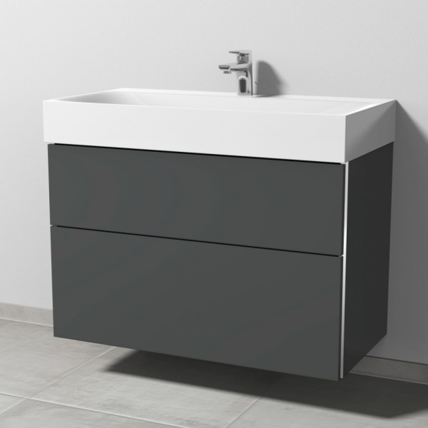 Sanipa 3way Waschtischunterbau zu Kaldewei Silenio Waschtisch mit 2 Auszügen, Anthrazit-Matt