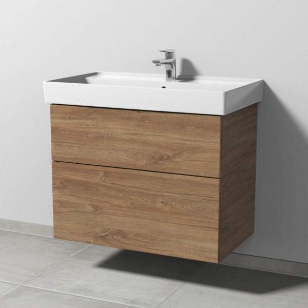Sanipa 3way Waschtischunterbau zu Villeroy & Boch Collaro Waschtisch mit 2 Auszügen, Eiche-Kansas